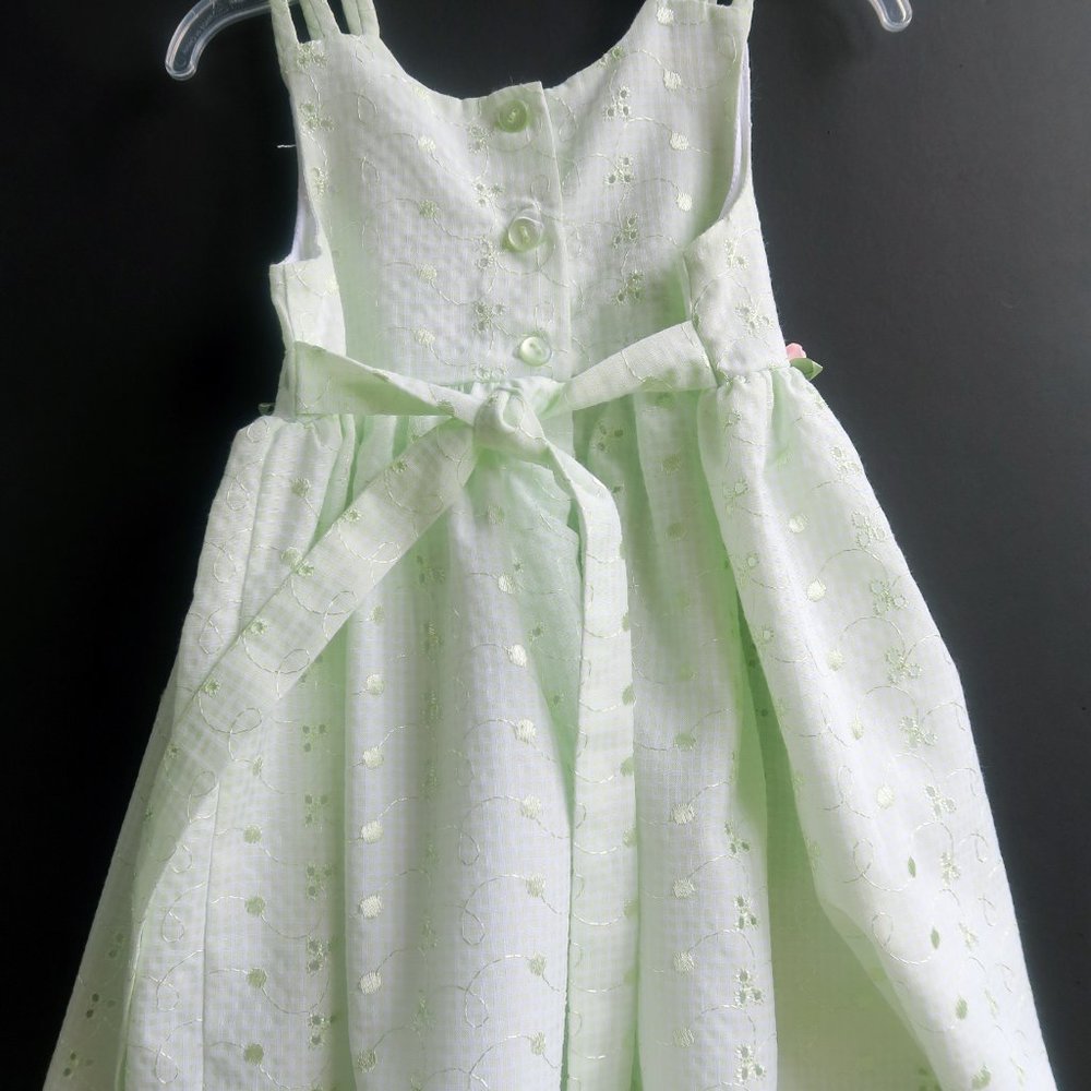 Bonnie Jean girls dress 3T sleeveless light green fabric with floral embroidery - Picture 4 of 6